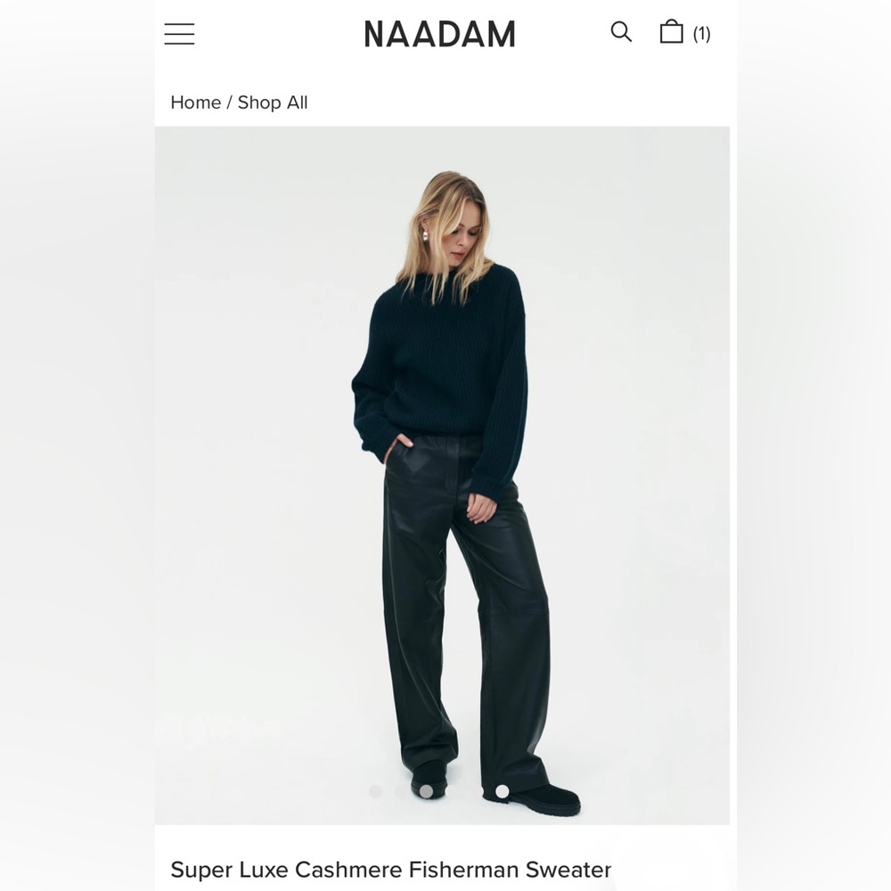 NAADAM Super Luxe Cashmere Fisherman Sweater in Navy